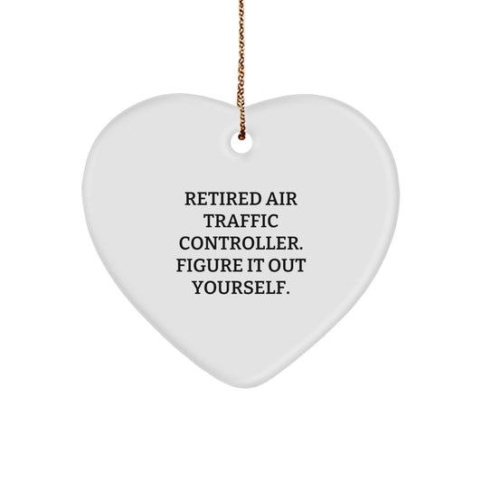Unique Air Traffic Controller Heart Ornament Gifts from Friends for Christmas, Funny Quote 'Figure It Out Yourself', Heart-Shaped MDF Decor - Image 1