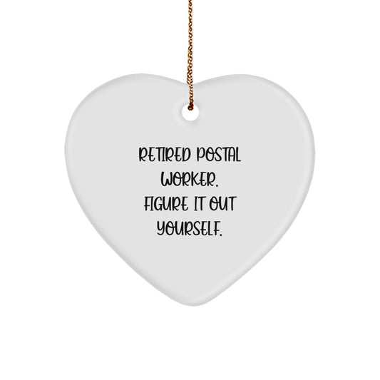 Funny Gifts from Friends for Postal Workers Heart Ornament, Christmas Unique Gifts, Retired Postal Worker Figure It Out Yourself - Image 1
