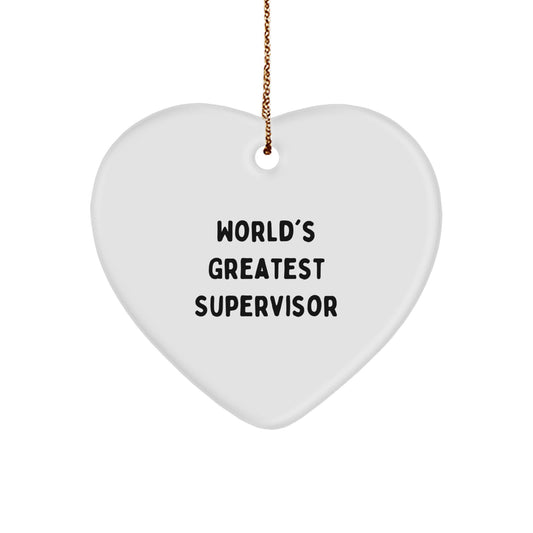 Funny Gifts for Supervisor, World's Greatest Supervisor Heart Ornament, Christmas Unique Gifts from Friends to Family - Image 1