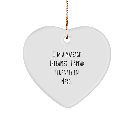 Funny Gifts from Massage Therapists, Heart Ornament for Men or Women Friends Coworkers Family, genius Quote Christmas Unique Gifts - Image 1