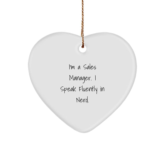 Funny Sales Manager Gifts, Heart Ornament with I Speak Fluently In genius Quote, Gifts from Men to Colleagues for Christmas Unique - Image 1