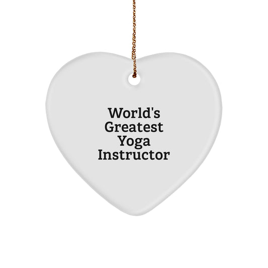 Funny Heart Ornament Gifts from Men for the World's Greatest Yoga Instructor, Unique Christmas Decorations, Heart Shaped Ornament for Yoga Teachers - Image 1
