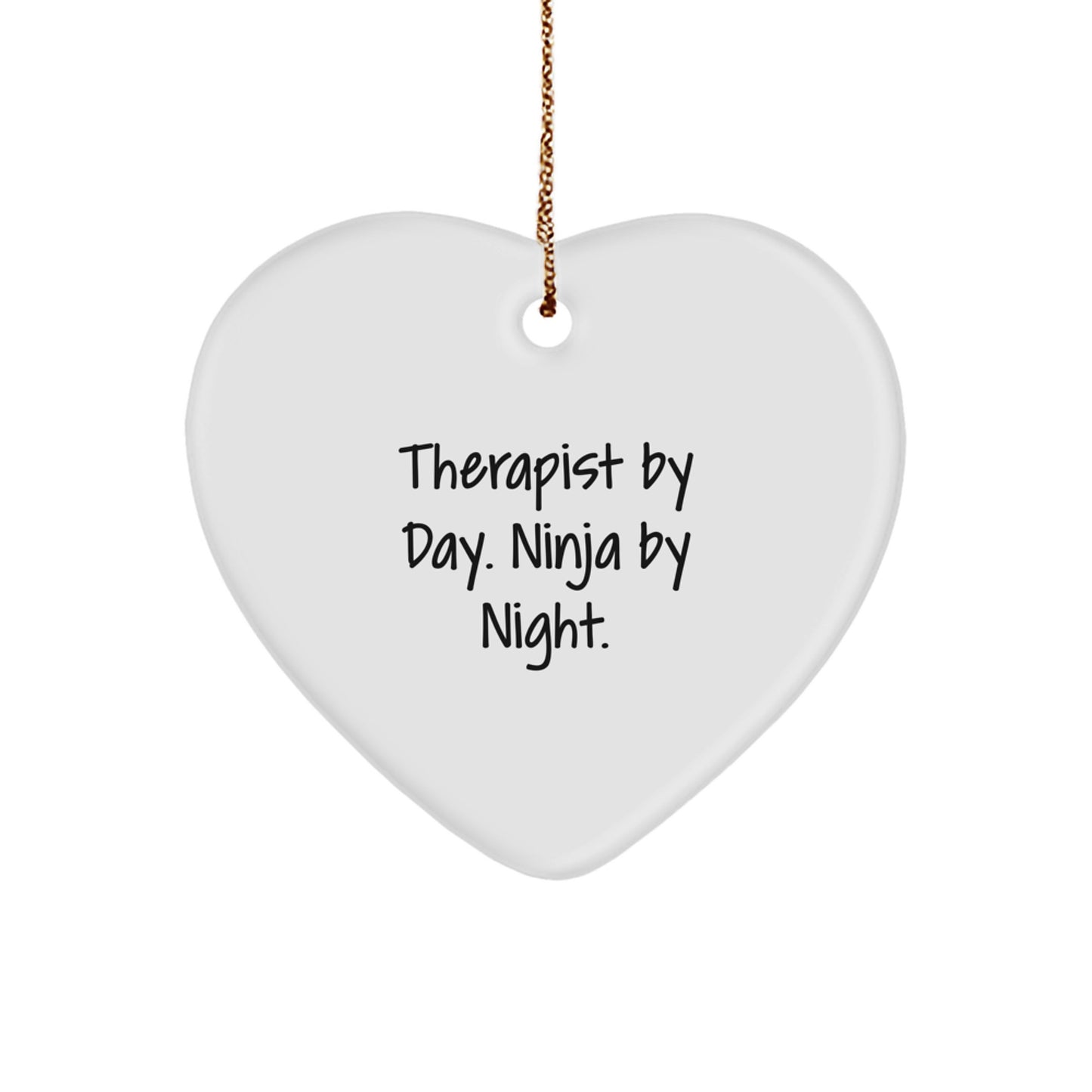 Funny Therapist Gifts from Men for Therapists Heart Ornament - Therapist By Day. Ninja By Night. Christmas Unique Gifts - Image 1