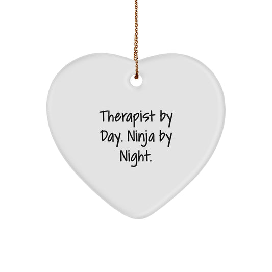 Funny Therapist Gifts from Men for Therapists Heart Ornament - Therapist By Day. Ninja By Night. Christmas Unique Gifts - Image 1