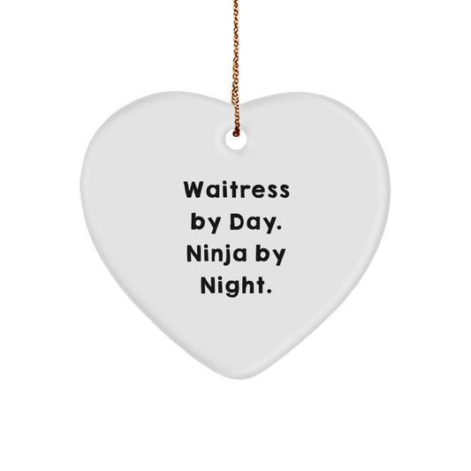 Waitress Heart Ornament for Family Christmas Unique Gift – Waitress by Day - Image 1