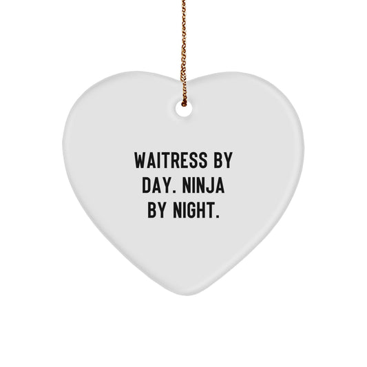 Funny Waitress Gifts from Men to Women, Heart Ornament for Christmas Unique Presents - Image 1