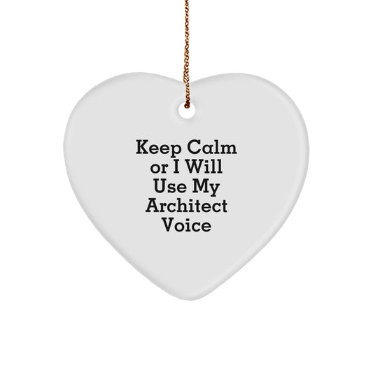 White Architect Heart Ornament for Coworkers Idea Christmas Gift - Image 1