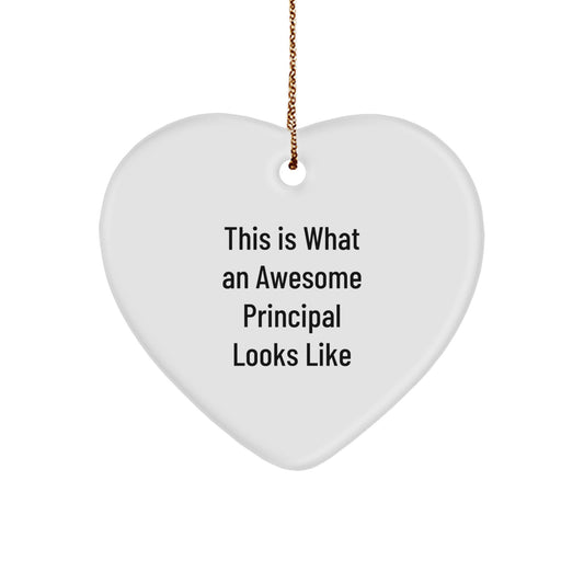 Funny Principal Gifts from Men, Heart Ornament to Principal, 'This Is What An Awesome Principal Looks Like' Christmas Unique Gifts - Image 1