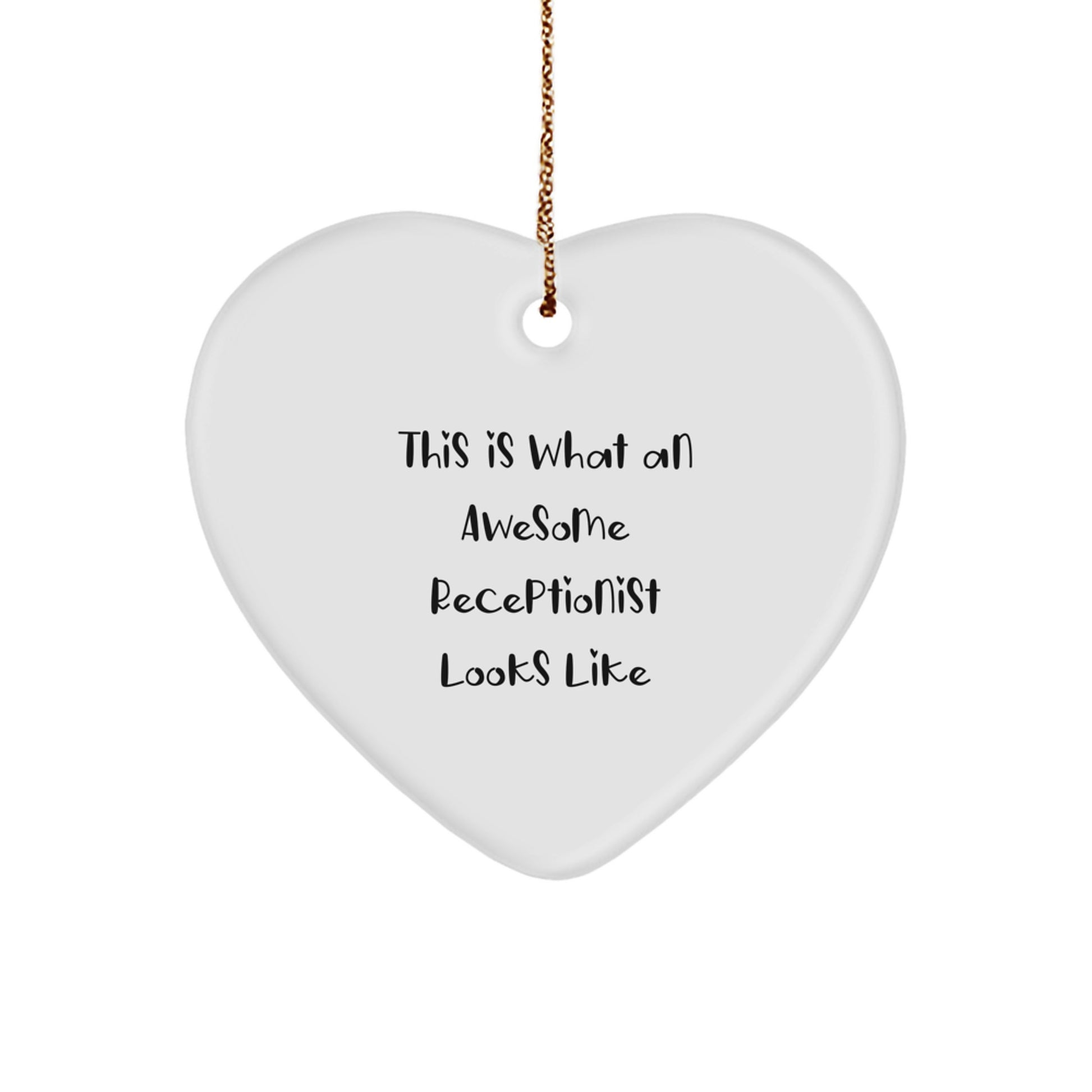 Funny Receptionist Heart Ornament Gifts from Friends for Coworkers - Christmas Unique Gifts for Office Receptionist - Inspirational Quote Heart Shaped Ornament - Image 1