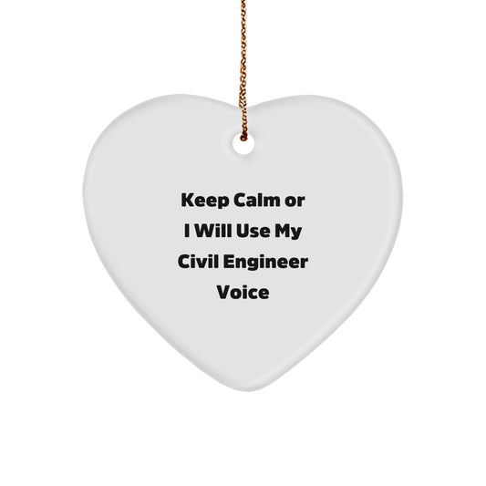Christmas Gift Civil Engineer Ornament - Keep Calm Present for Her - Image 1