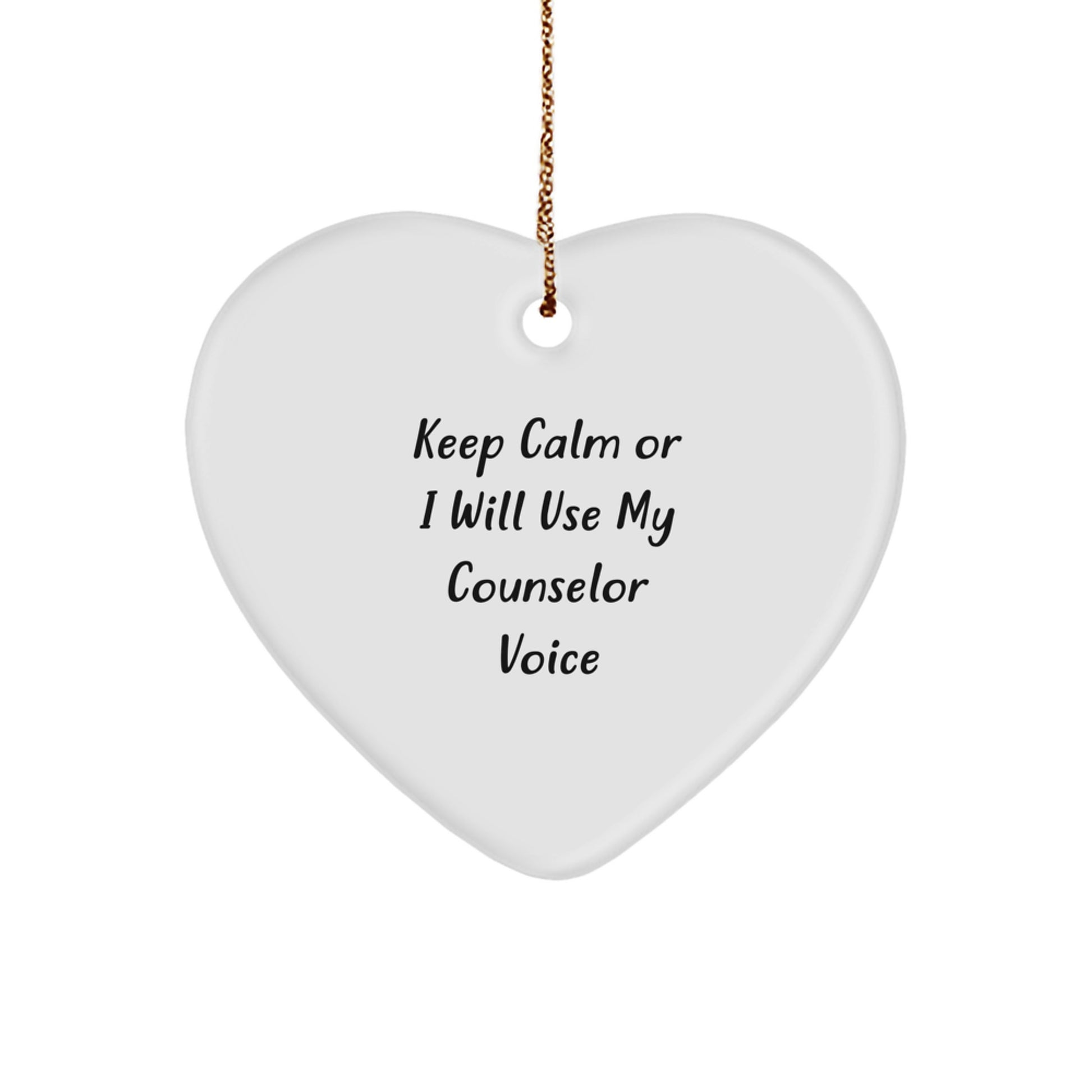 Funny Counselor Gifts, Heart Ornament, Keep Calm Or I Will Use My Counselor Voice, Christmas Unique Gifts from Friends to Counselor - Image 1