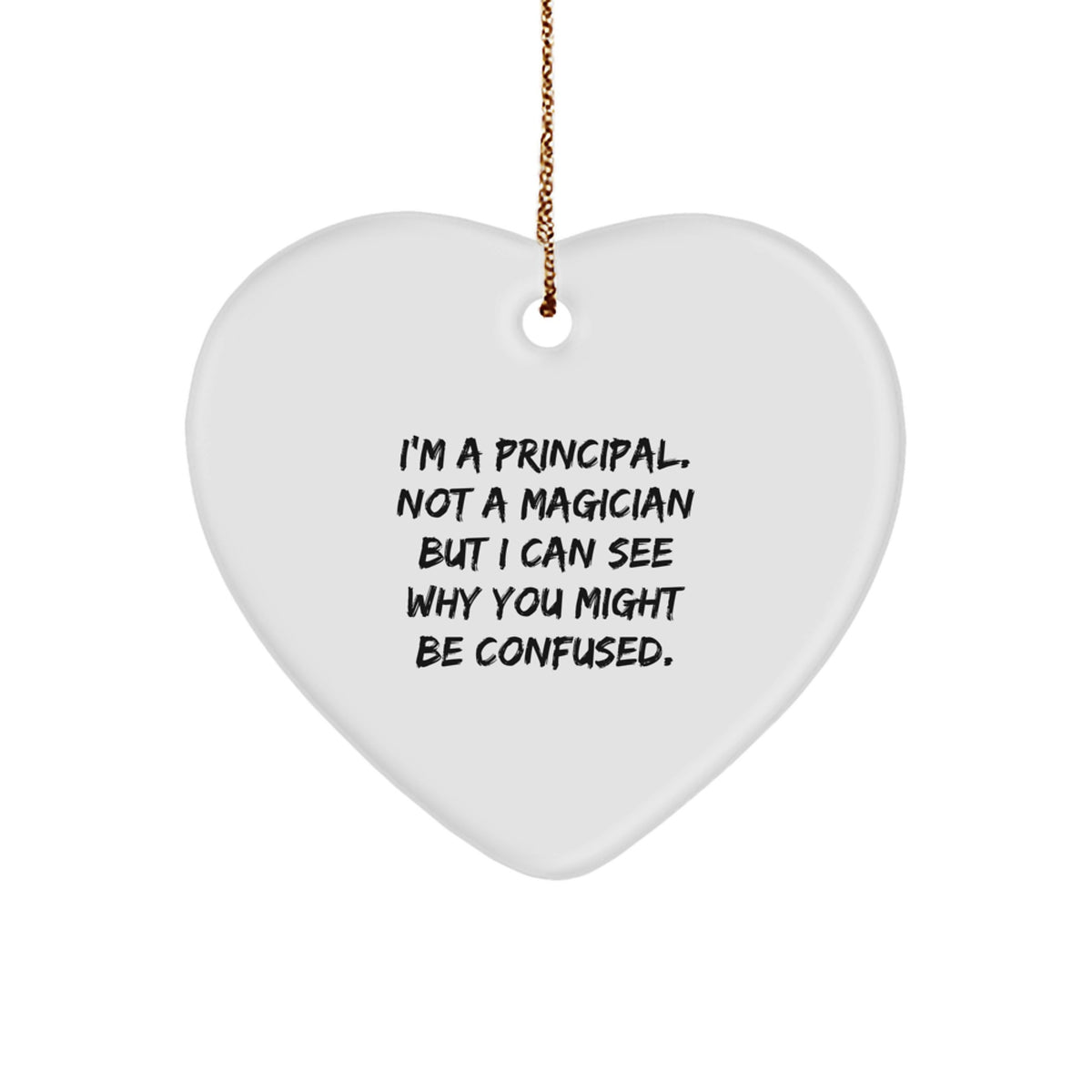 Funny Principal Gifts from Men for Principal Heart Ornament White Heart Shaped Christmas Unique Gifts - Image 1