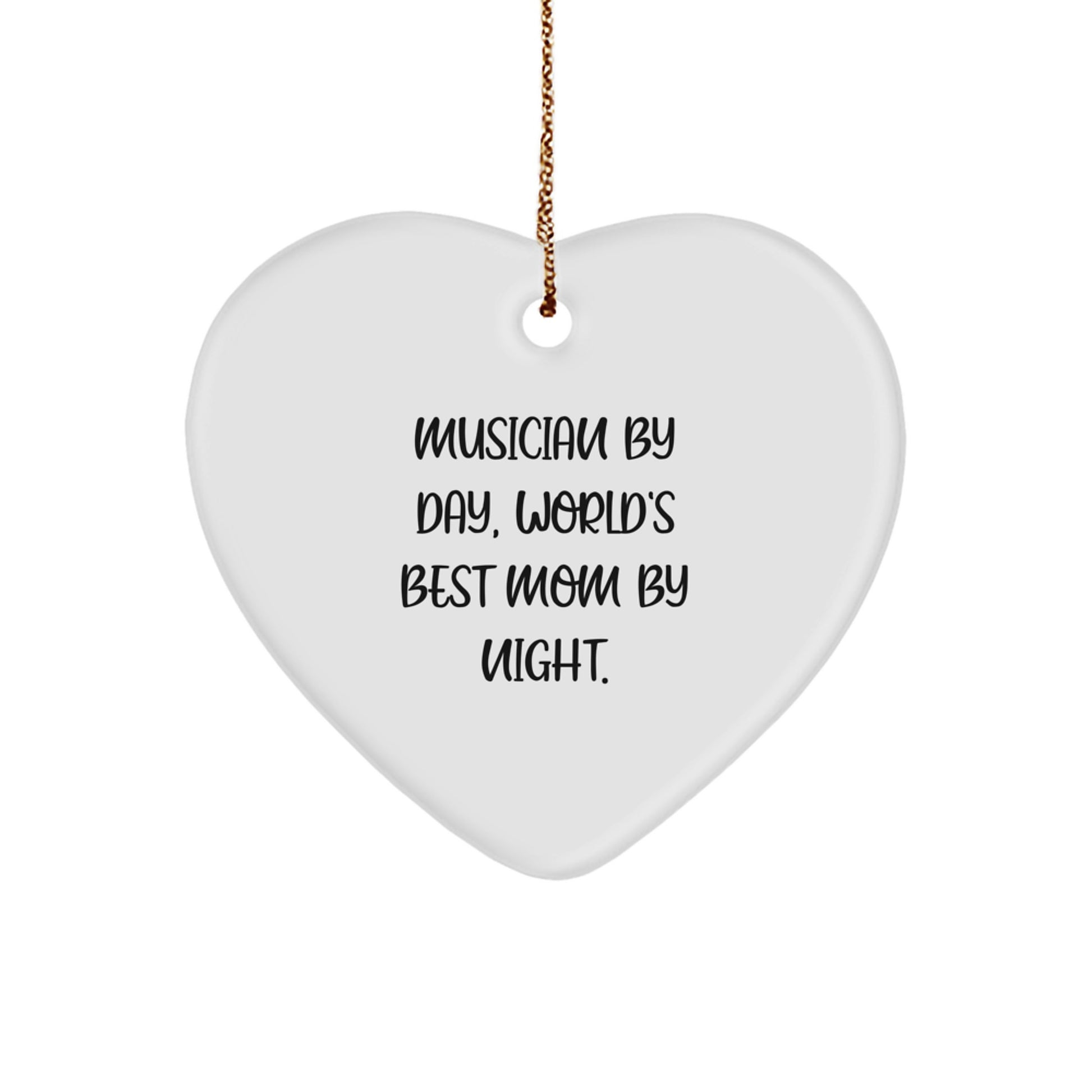 Funny Musician Gifts for Friends and Family, Musician Heart Ornament with 'Musician By Day, World's Best Mom By Night' Quote, Unique Christmas Unique Gifts from Mom - Image 1