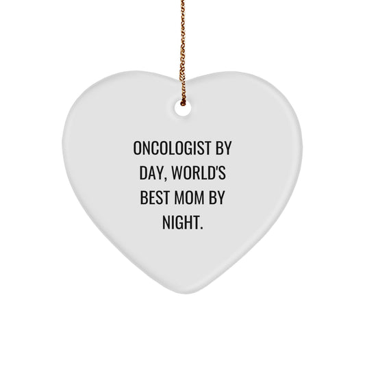 Funny Oncologist Heart Ornament Gifts from Family to Oncologist By Day, World's Best Mom By Night - Christmas Unique Gifts - Image 1