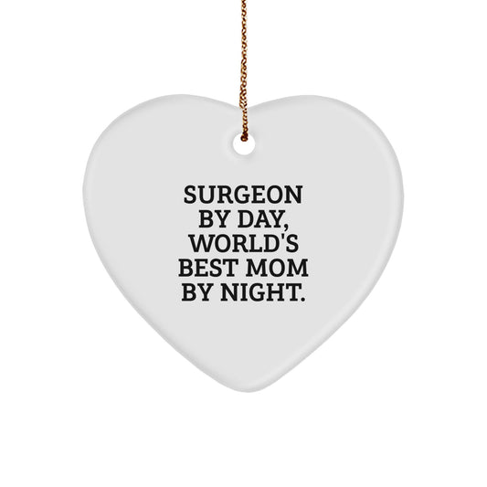 Funny Heart Ornament Gifts from Mom to Surgeon, Unique Christmas Unique Gifts for Men Surgeons, Heart Shaped Ornament - Image 1