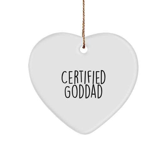 Funny Goddad Gifts from Men for Goddads, Heart Ornament Christmas Unique Gifts, Certified Goddad - Image 1