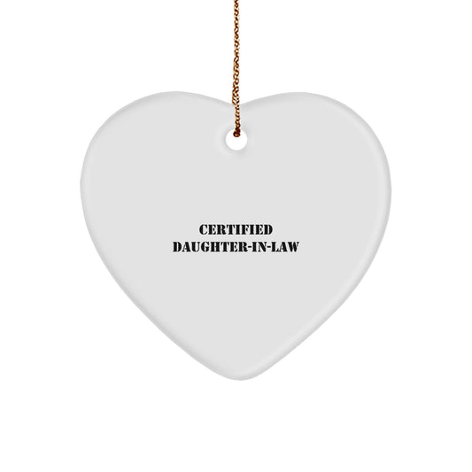 Funny Daughter-in-law Gifts from Men, Daughter-in-law Heart Ornament Quotes Certified Daughter-in-law Christmas Unique Gifts - Image 1