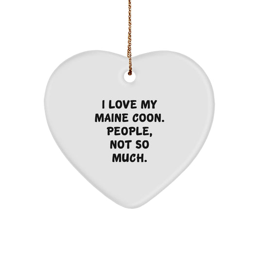 Funny Maine Coon Cat Lover Gifts from Friends for Maine Coon Cat Owners - Heart Ornament for Christmas Unique Gifts - Image 1
