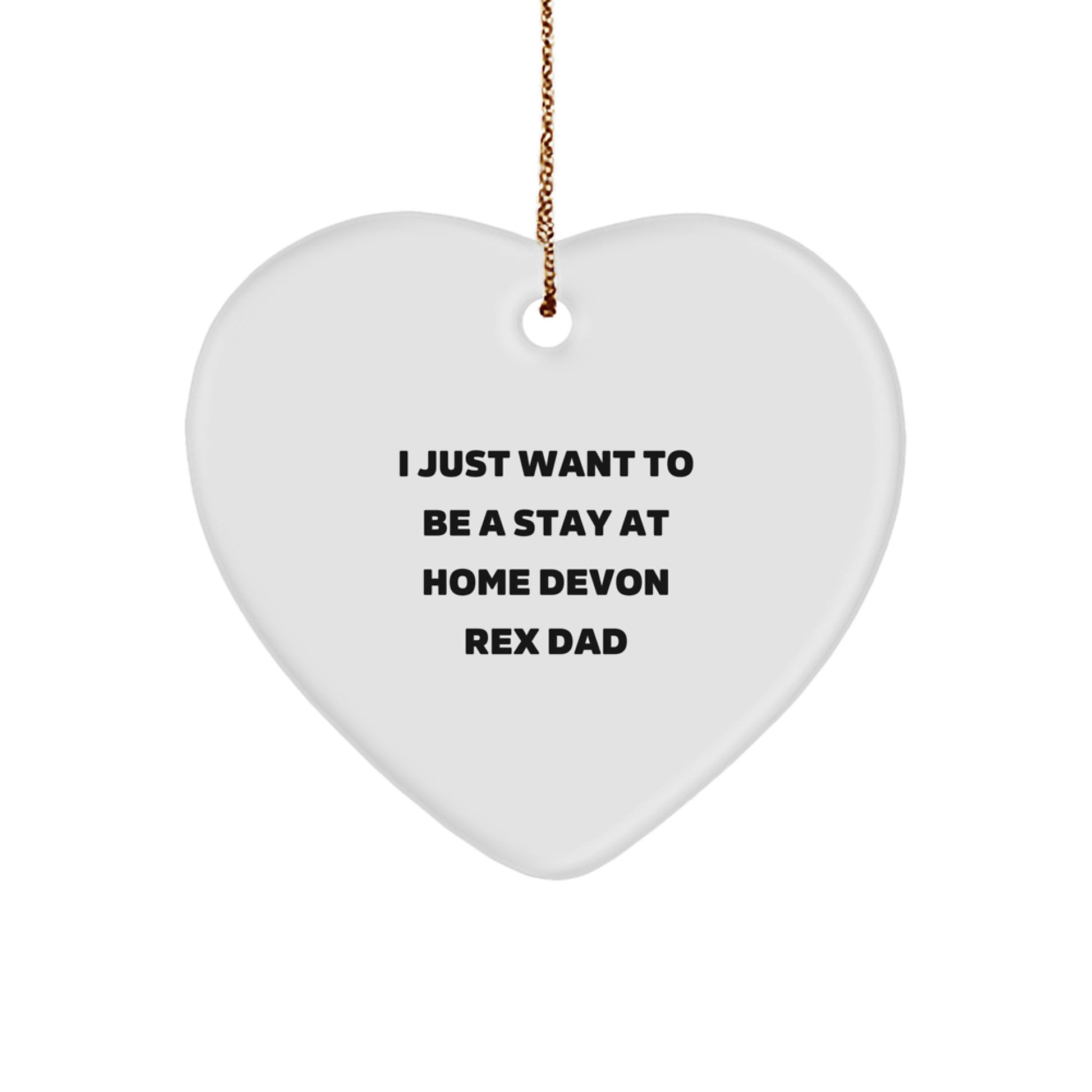 Funny Devon Rex Cat Heart Ornament Gifts from Men for Christmas Unique Gifts - 'I Just Want To Be A Stay At Home Devon Rex Dad' - Image 1