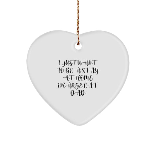 Funny Orange Cat Gifts for Orange Cat Dad, Heart Ornament, Christmas Unique Gifts from Men to Orange Cat, Heart Shaped Decoration - Image 1