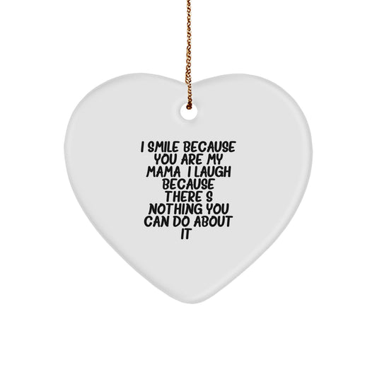 Funny Mama Heart Ornament Gifts from Men to Women, Mama Christmas Unique Gifts, Heart Shaped with Cute Quote - Image 1