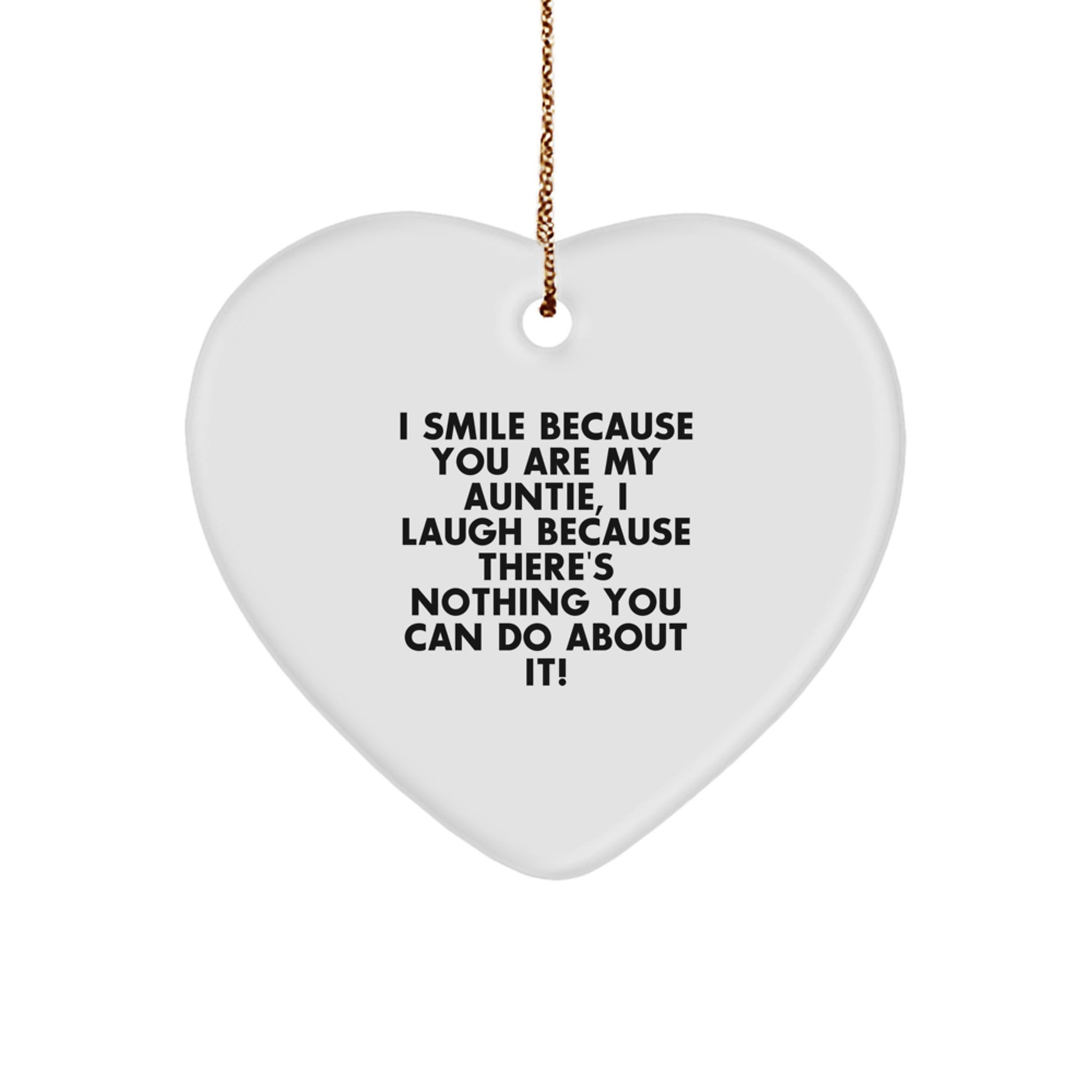 Funny Auntie Gifts from Family, Heart Ornament with Smile Quote, Perfect Christmas Unique Gifts for Auntie - Image 1
