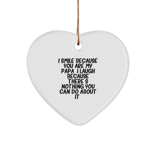 Funny Papa Heart Ornament Gifts from Family, Heart Shaped Unique Gifts for Papa at Christmas - Image 1