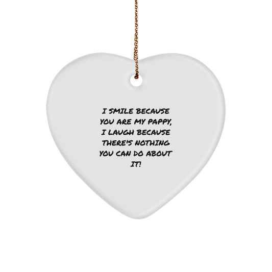 Funny Pappy Gifts from Family for Pappy - I Smile Because You Are My Pappy Heart Ornament, Christmas Unique Decorations - Image 1