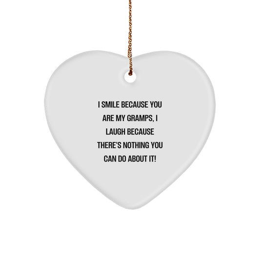 Funny Gramps Gifts from Family Members with Heart Ornament, I Smile Because You Are My Gramps, Perfect for Christmas Unique Gifts - Image 1