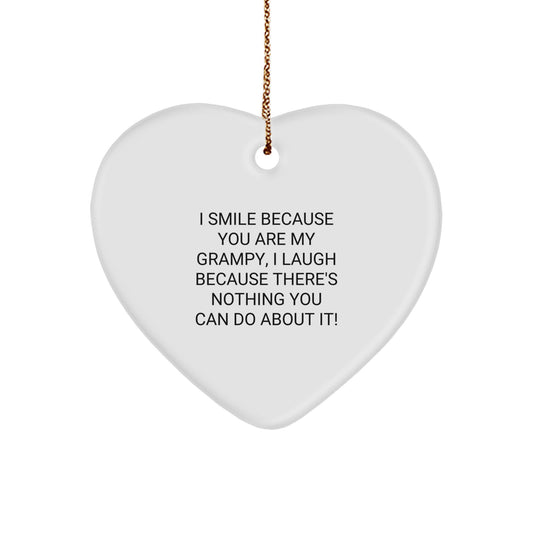 Funny Grampy Gifts from Family - I Smile Because You Are My Grampy, Heart Ornament for Grampy, Christmas Unique Gift - Image 1