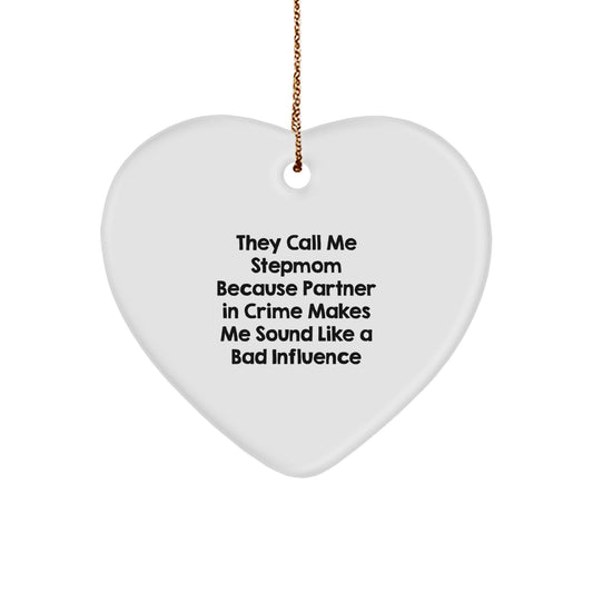 Funny Stepmom Gifts from Men to Stepmom, Heart Ornament for Stepmom, Christmas Unique Gifts for Stepmom - Image 1