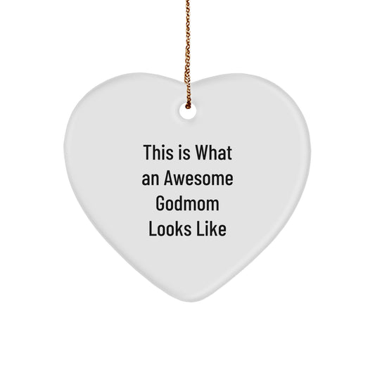 Funny Godmom Gifts from Men to Women Heart Ornament This Is What An Awesome Godmom Looks Like Christmas Unique Gifts - Image 1