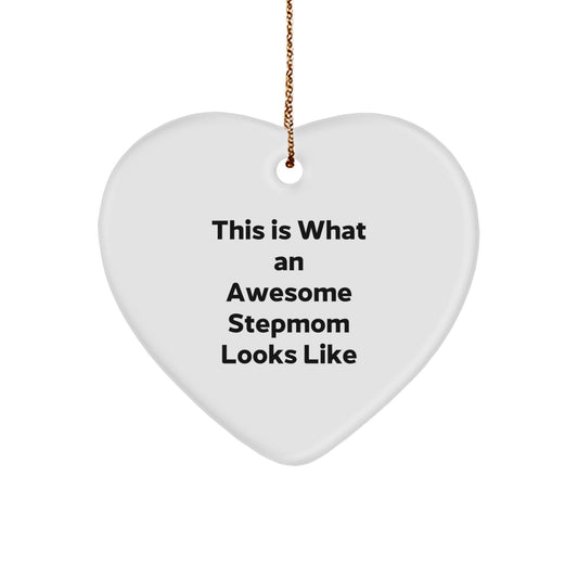 Funny Stepmom Gifts from Men to Stepmom, Heart Ornament This Is What An Awesome Stepmom Looks Like Christmas Unique - Image 1