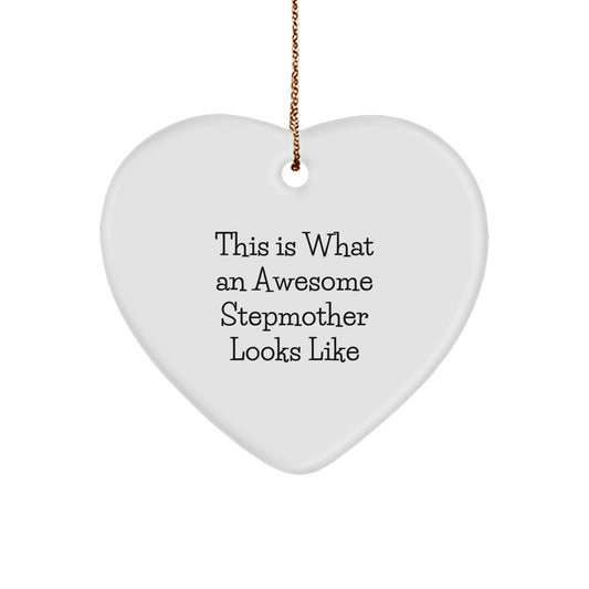 Funny Stepmother Gifts from Friends, Heart Ornament for Stepmother This Is What An Awesome Stepmother Looks Like Christmas Unique Gifts - Image 1