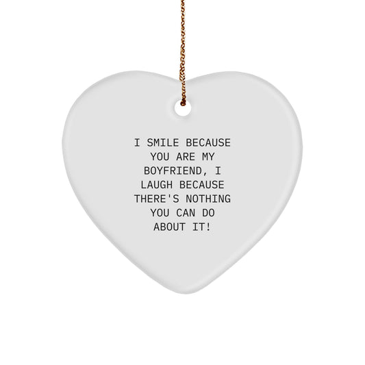 Funny Sweetheart Gifts from Me to You, Heart Ornament for Christmas Unique Gifts, I Smile Because You Are My Sweetheart, Heart Shaped Decoration - Image 1