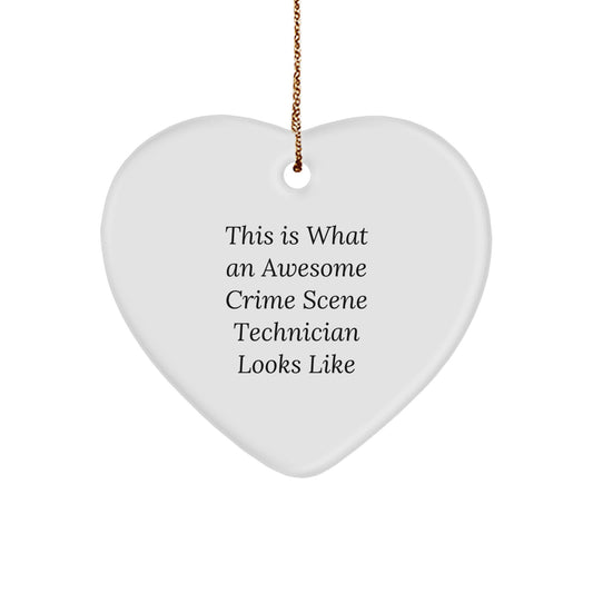 Funny Crime Scene Technician Gifts from Friends for Christmas Unique Gifts, Heart Ornament, This Is What An Awesome Crime Scene Technician Looks Like Heart Shaped Ornament - Image 1