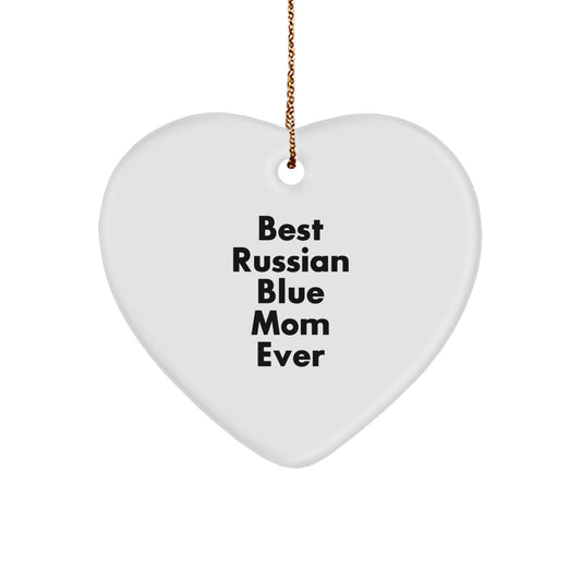 Russian Blue Cat Mom Gifts from Family, Unique Heart Ornament for Russian Blue Cat Lover Men, Funny Russian Blue Cat Mom Ever Heart Decoration - Image 1