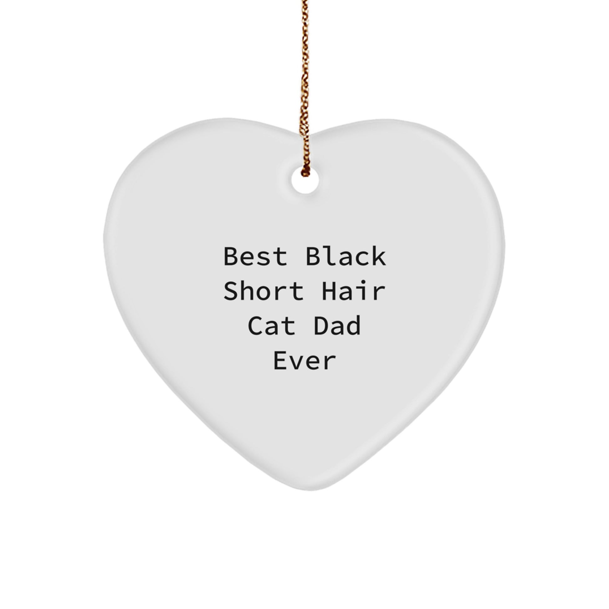 Funny Black Short Hair Cat Gifts for Dad, Heart Ornament from Men, Unique Christmas Unique Gifts for Cat Lovers, 'Best Dad Ever' - Image 1