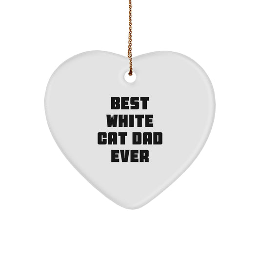 Funny White Cat Heart Ornament Gifts for White Cat Lovers from Dad on Christmas Unique Gifts - Image 1