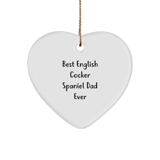 English Cocker Spaniel Dog Dad Heart Ornament Funny Quote Christmas - Image 1