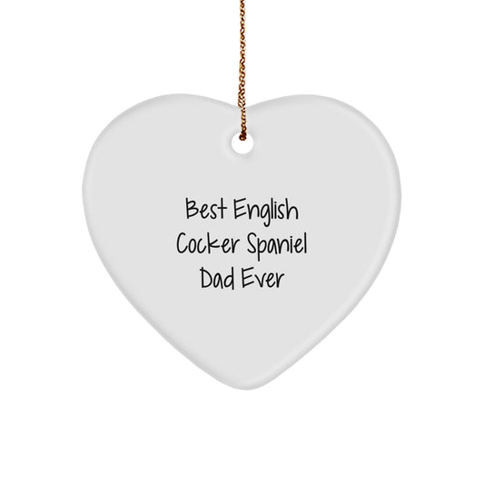 Funny English Cocker Spaniel Dog Gifts for Men Dad, Best English Cocker Spaniel Dad Ever Heart Ornament, Christmas Unique Presents for Dog Lovers - Image 1