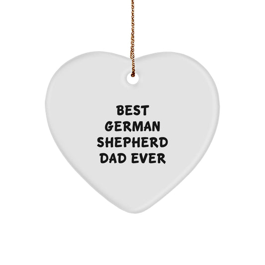Funny German Shepherd Dog Gifts for Dad, Best Dad Ever Heart Ornament, Christmas Unique Presents from Men to Family - Image 1