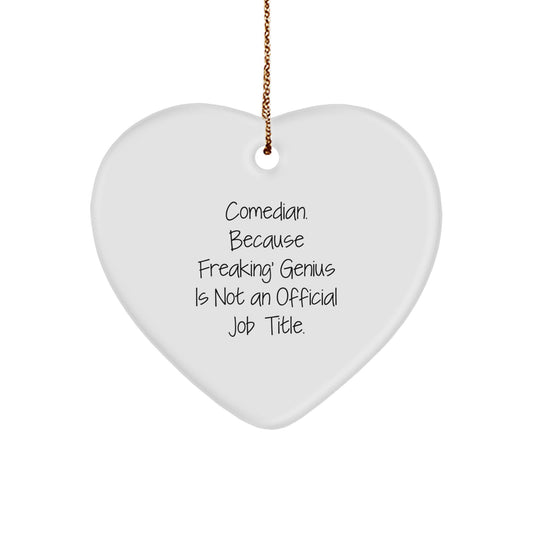 Comedian Keepsake Heart-Shaped White Christmas Ornament for Him Gift - Image 1