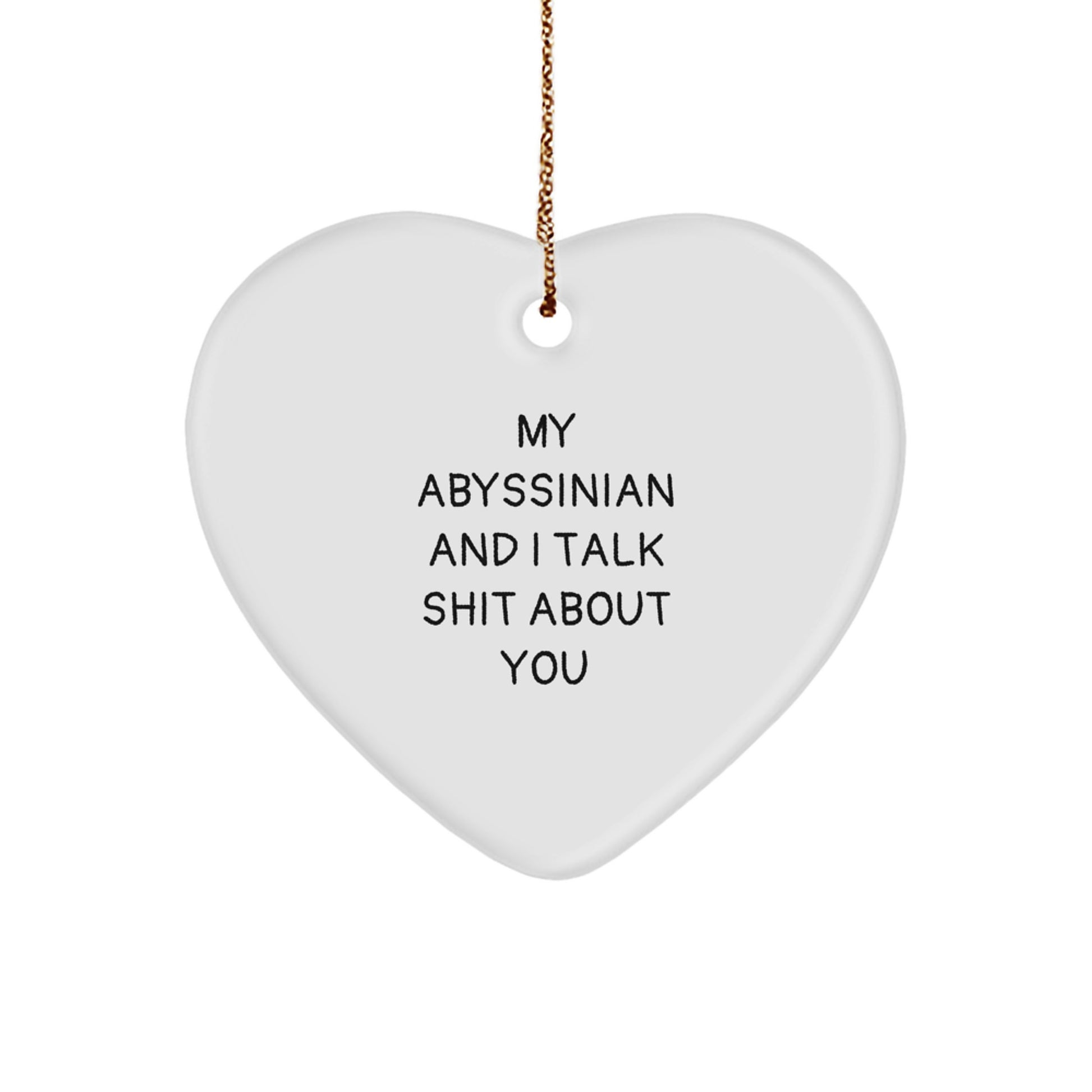 Funny Abyssinian Cat Gifts from Friends for Christmas, Heart Ornament, My Abyssinian And I Talk Shit About You Quotes - Image 1