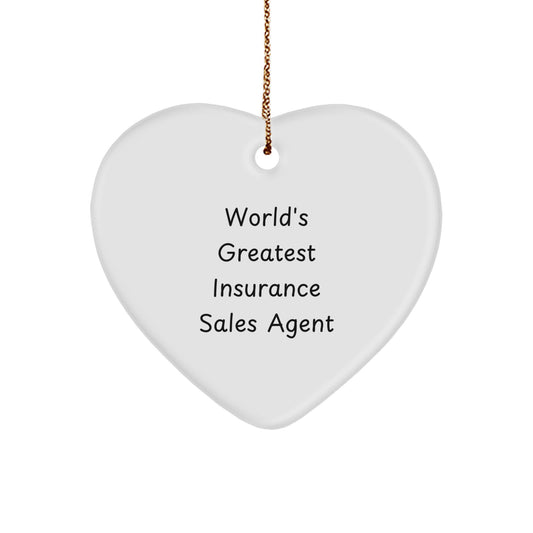 Funny World's Greatest Insurance Sales Agent Heart Ornament, Ideal Gift for Insurance Sales Agent Friends Family Coworkers - Image 1