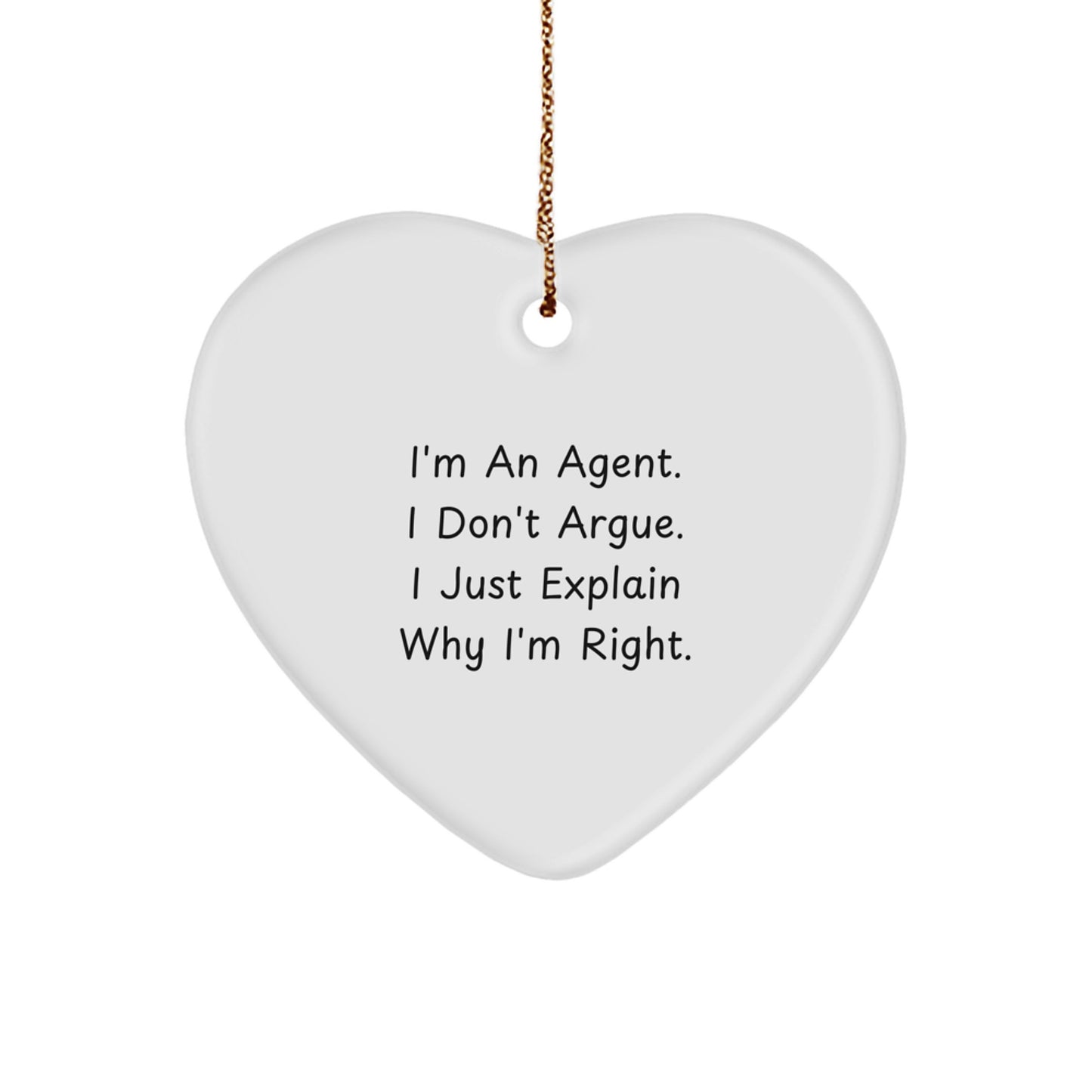 Funny Agent Heart Ornament Gifts from Men, Women, Friends, Coworkers to Agent, Men, Women, Friends, Coworkers on Christmas Unique Gifts - Image 1