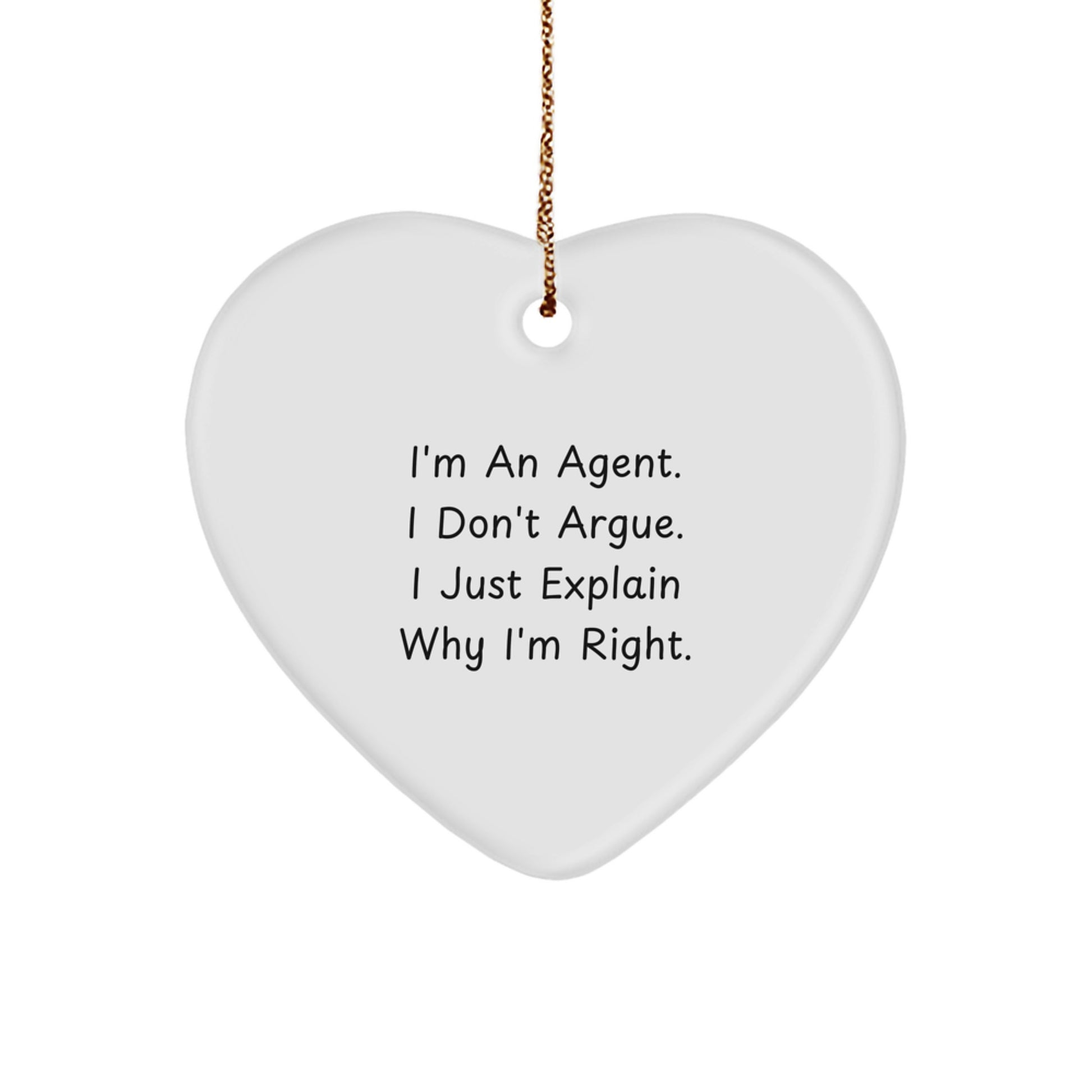 Funny Agent Heart Ornament Gifts from Men, Women, Friends, Coworkers to Agent, Men, Women, Friends, Coworkers on Christmas Unique Gifts - Image 1