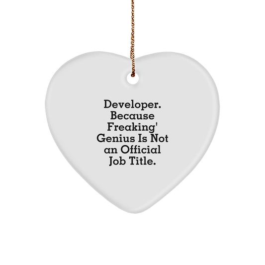 Funny Developer Heart Ornament Gifts from Friends, Family, Men, for Developer, Christmas Unique - Image 1