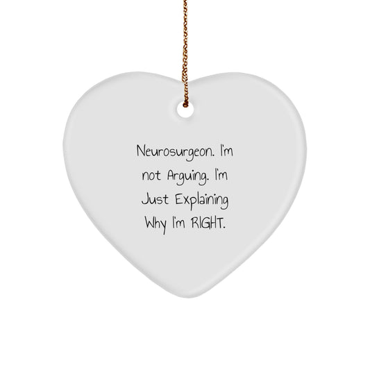 Funny Neurosurgeon Gifts from Friends to Friends, Heart Ornament for Neurosurgeon Men, Cute Christmas Unique Gifts for Him or Her, Explaining Why I'm Right - Image 1