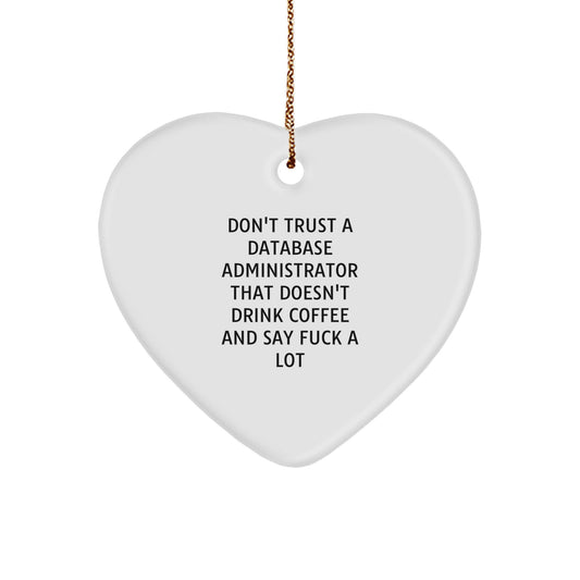 Funny Database Administrator Gifts, Heart Ornament for Christmas Unique Gifts from Men to Database Administrator Friends Coworkers - Image 1